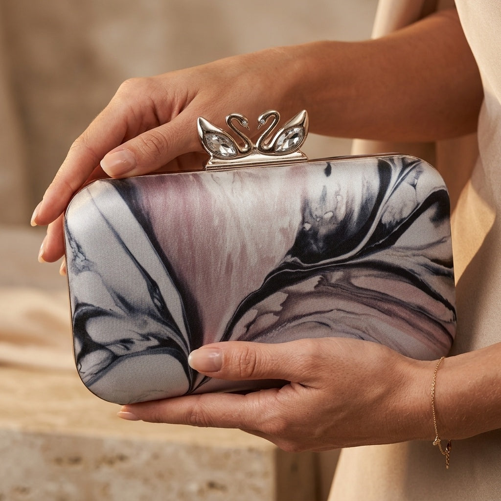 Anisha — Satin Printed Clutch