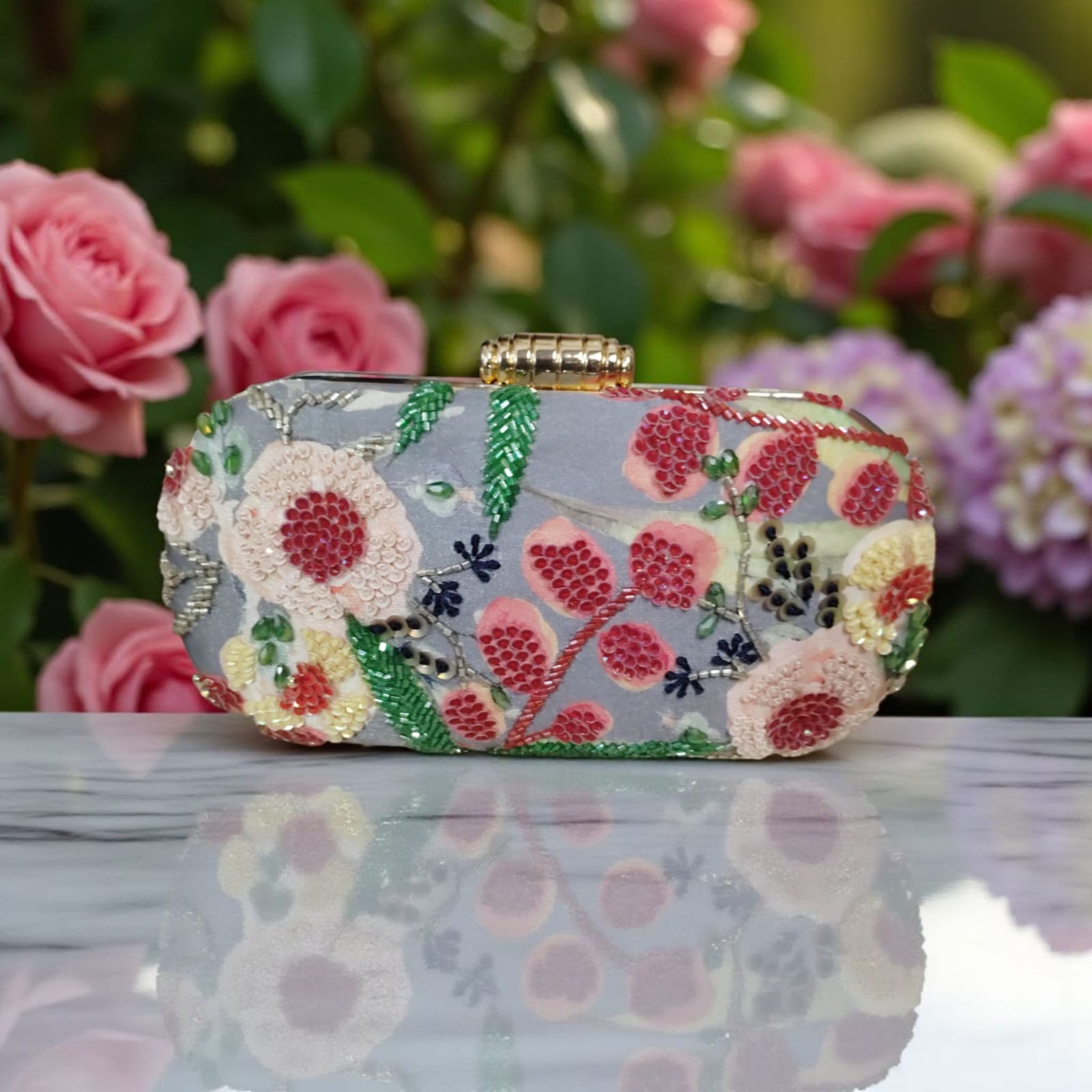 VRPS Printed Embroidered Clutche | Handcrafted Ethnic Bag | SWIS-3377
