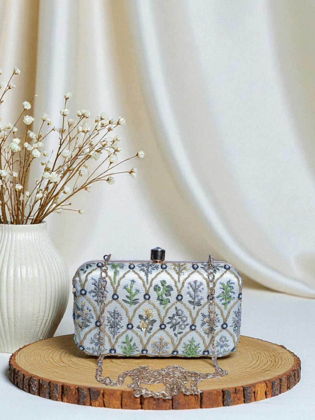 VRPS Printed Embroidered Clutch | Handcrafted Ethnic Bag | SWIS-344