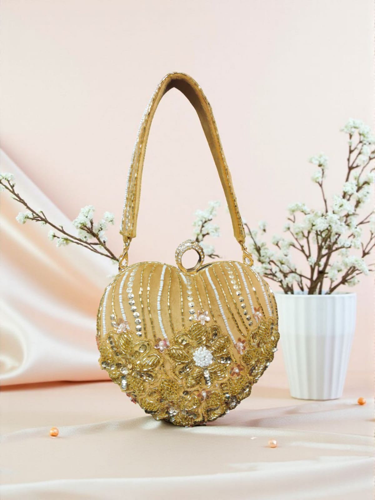 VRPS Heart Shape Clutch | Handcrafted Ethnic Bag | SWIS-3572 | Additional Angle