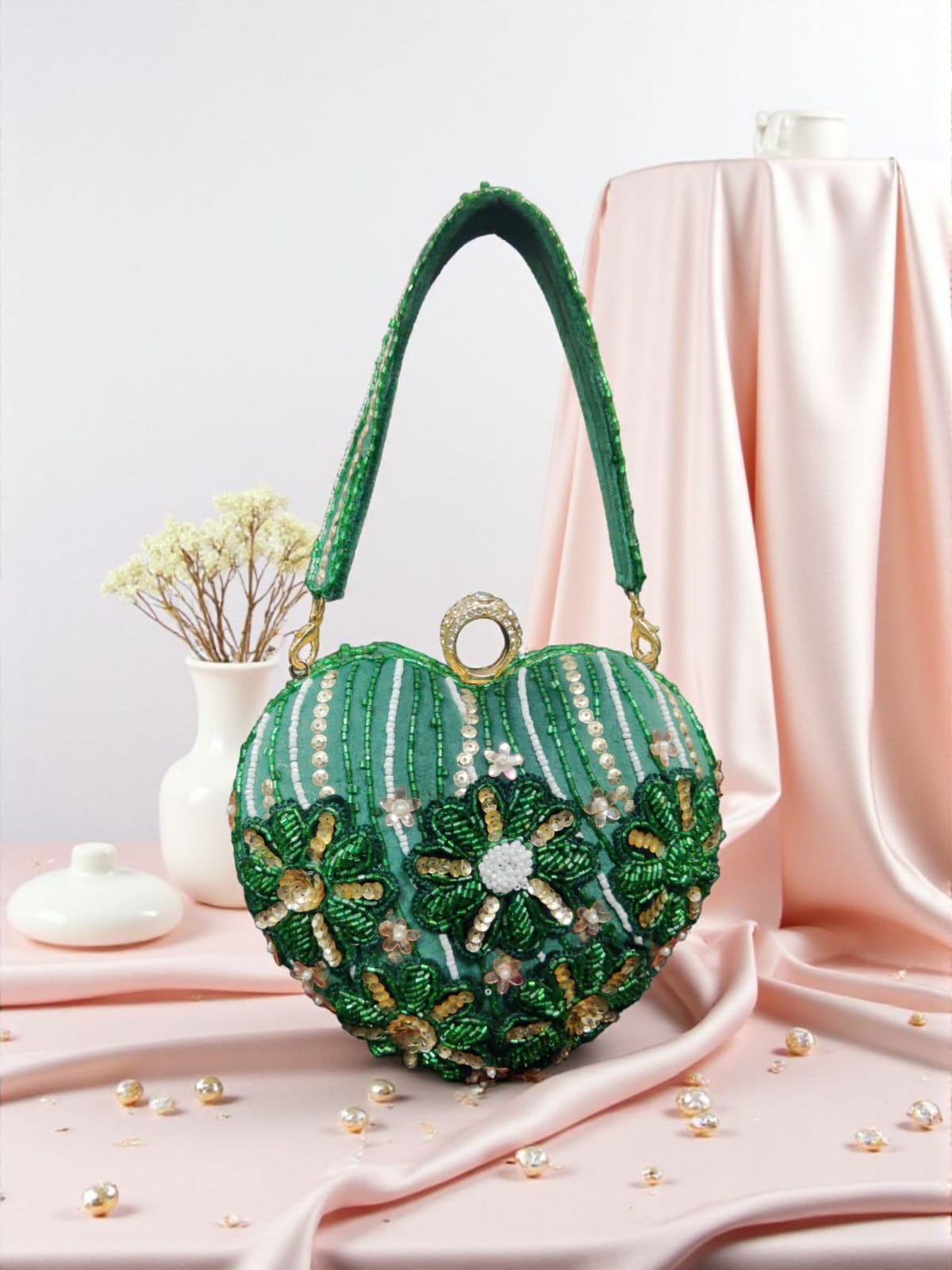 VRPS Heart Shape Clutch | Handcrafted Ethnic Bag | SWIS-3573