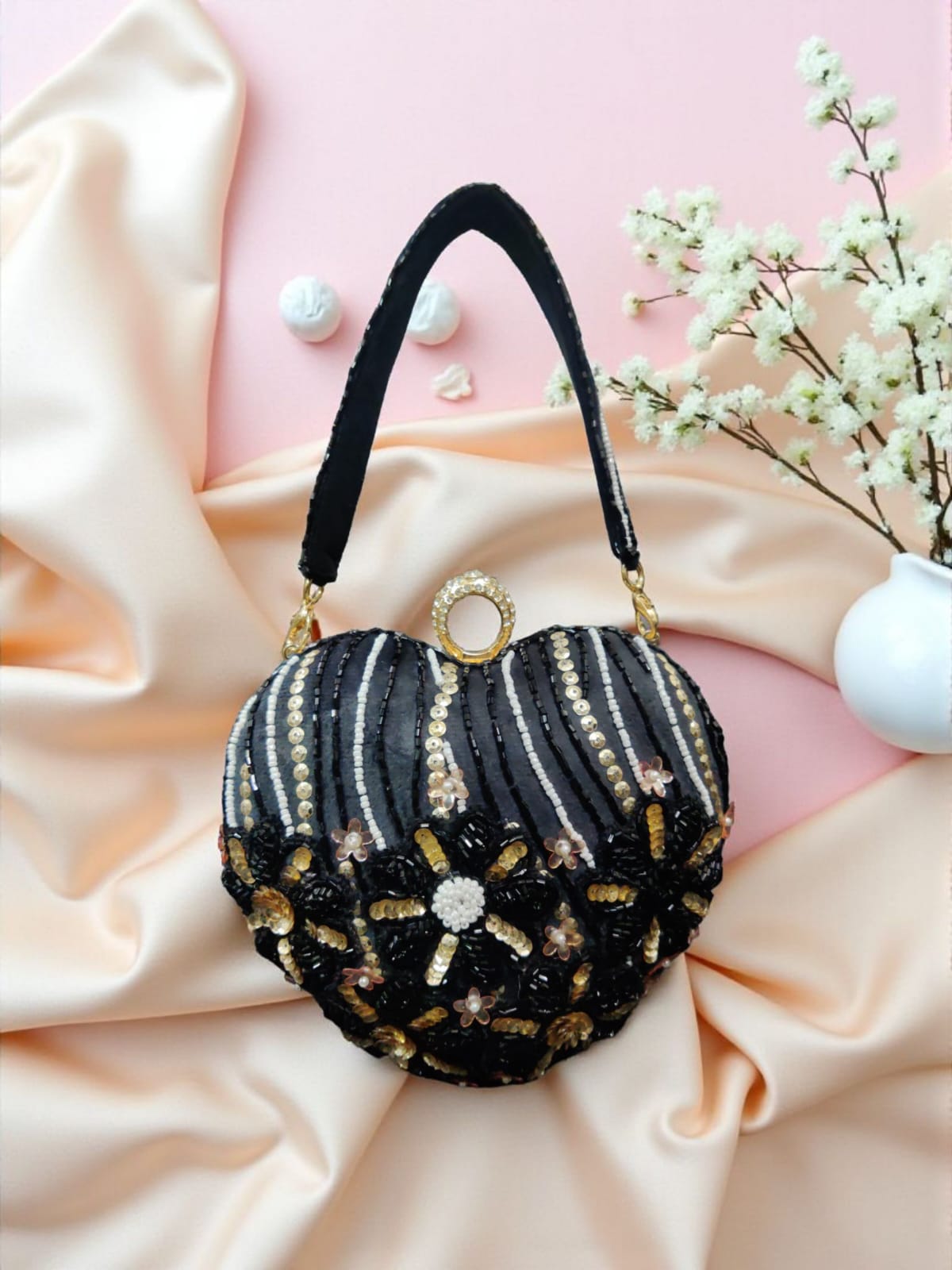 VRPS Heart Shape Clutch | Handcrafted Ethnic Bag | SWIS-3574