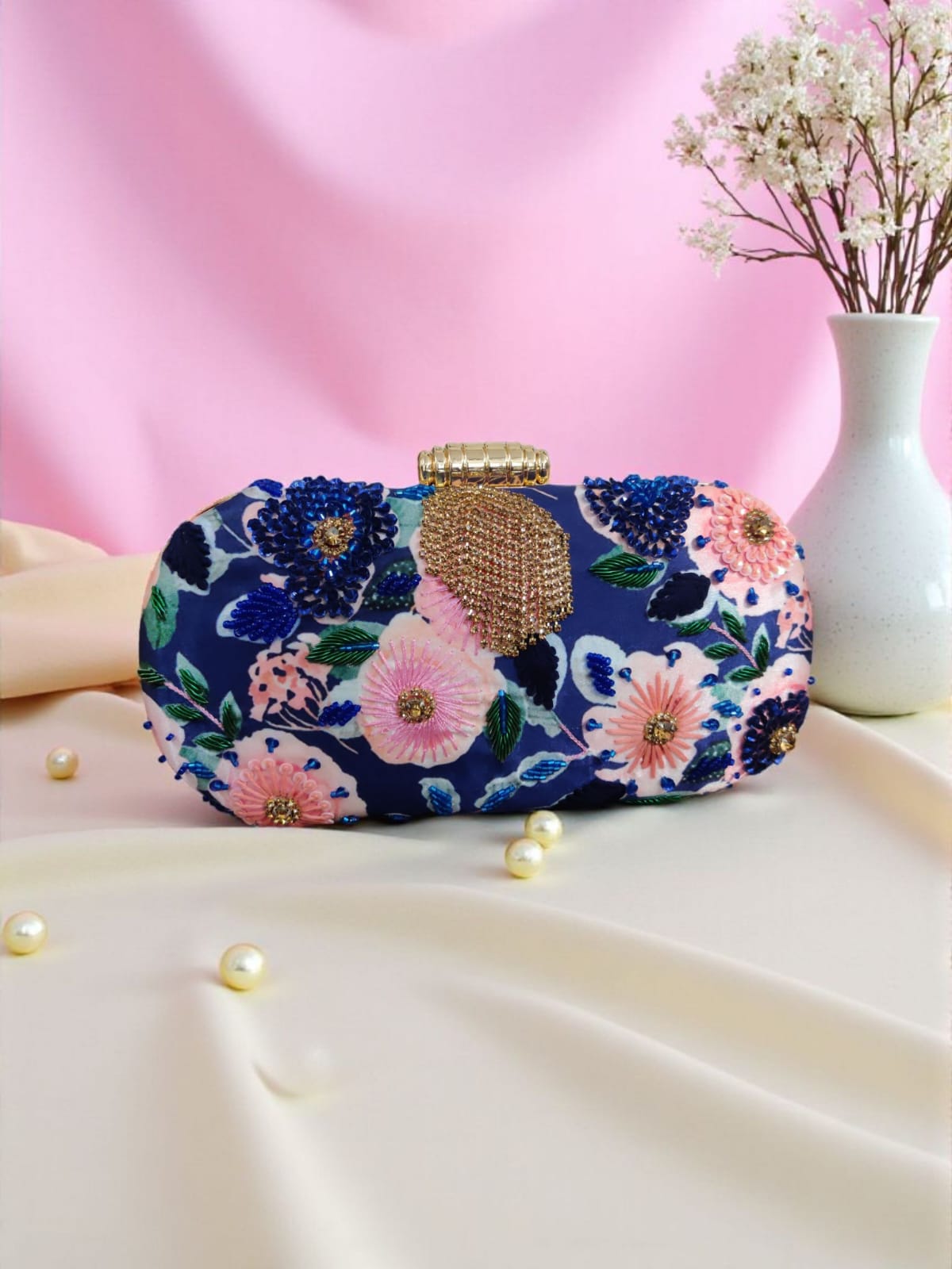 VRPS Printed Embroidered Clutch | Handcrafted Ethnic Bag | SWIS-3661