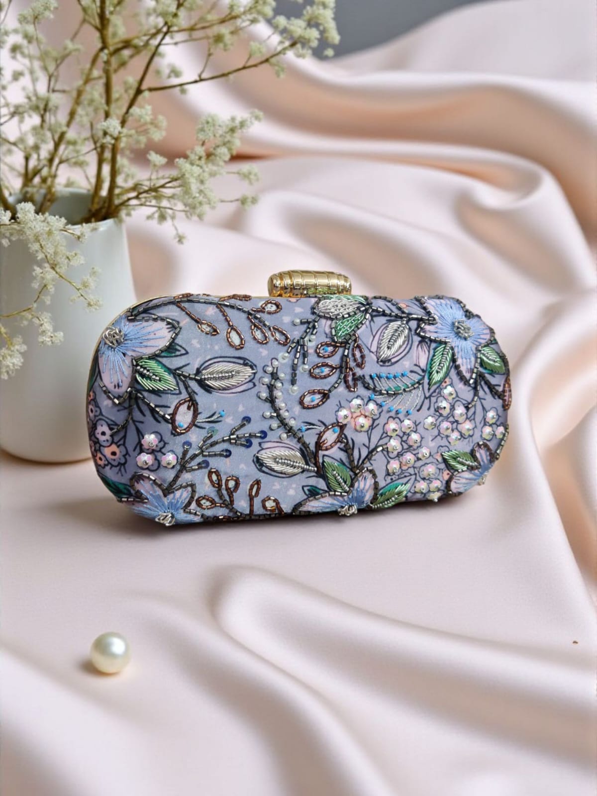VRPS Printed Embroidered Clutch | Handcrafted Ethnic Bag | SWIS-3741 | Additional Angle