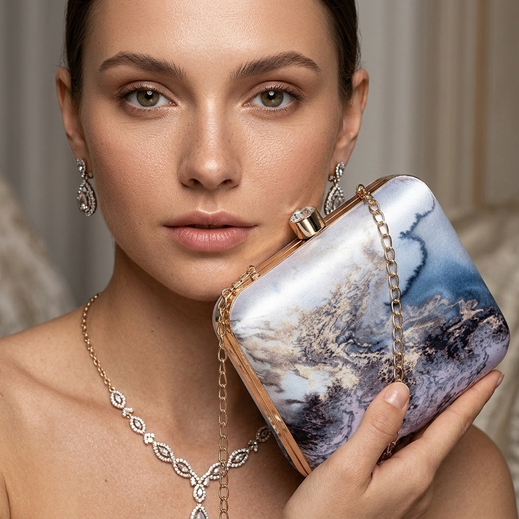 Heena — Satin Printed Clutch