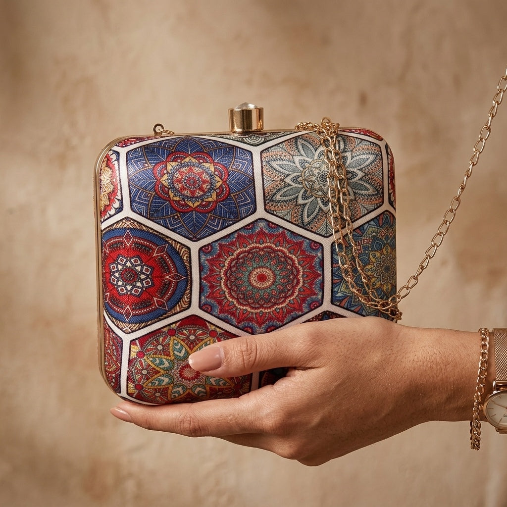 Jahnavi — Satin Printed Clutch