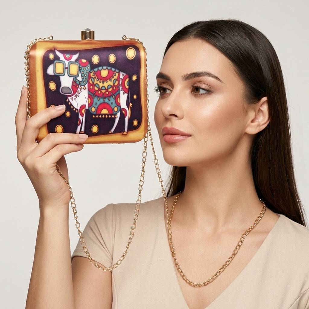 Alisha — Satin Printed Clutch