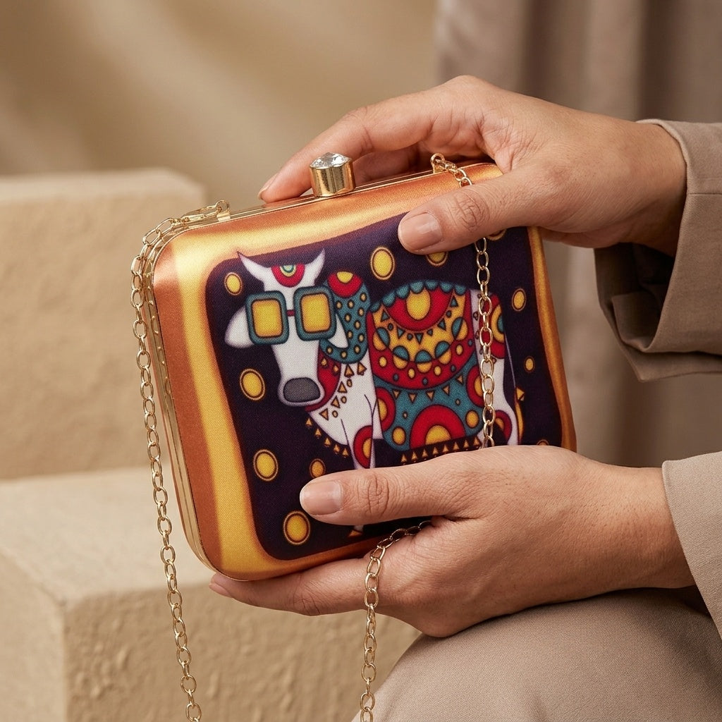 Alisha — Satin Printed Clutch