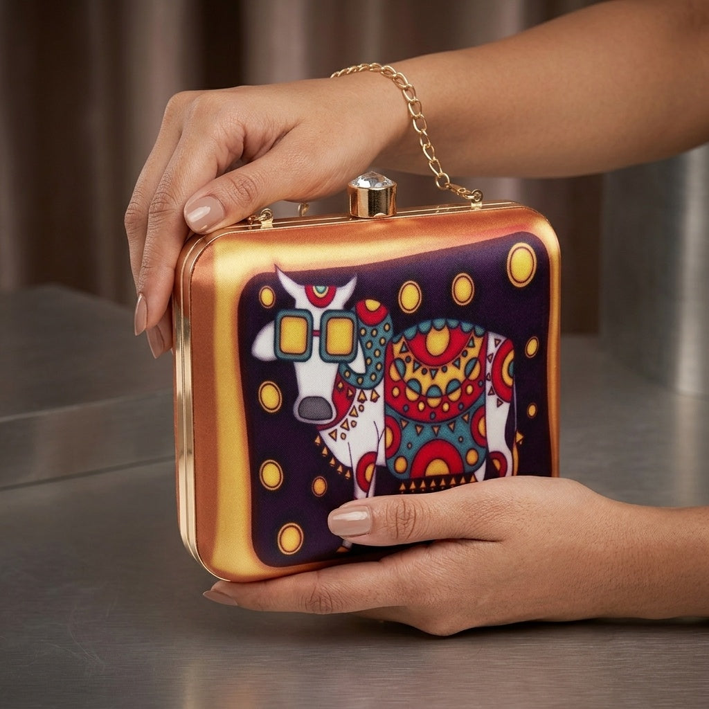 Alisha — Satin Printed Clutch