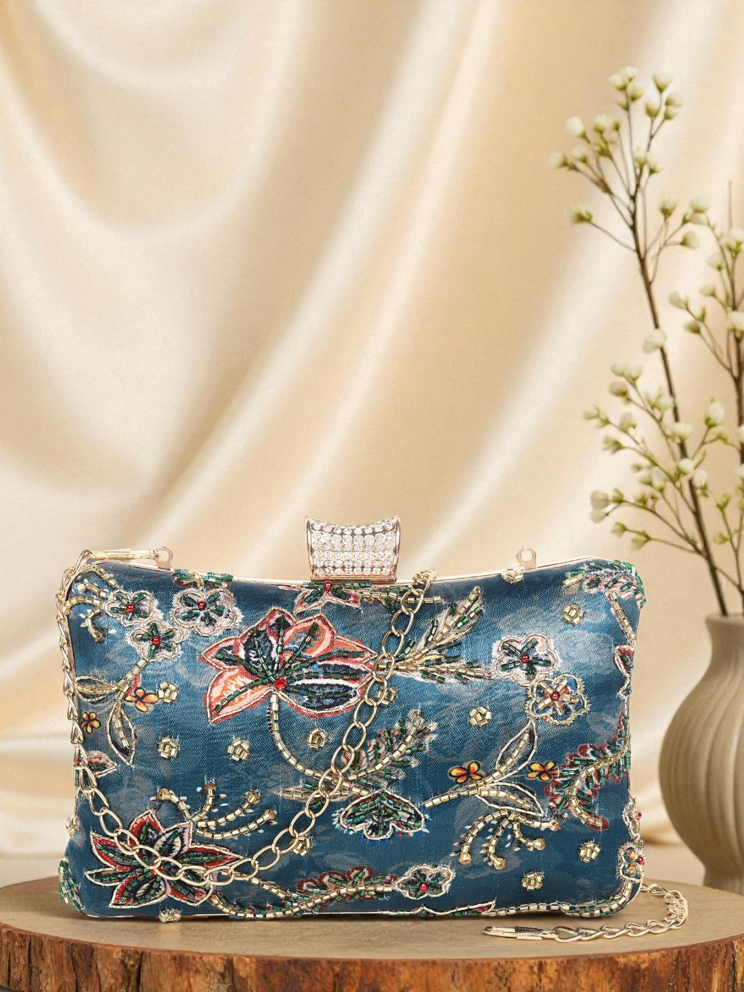 VRPS Printed Embroidered Clutch | Handcrafted Ethnic Bag | SWIS-398