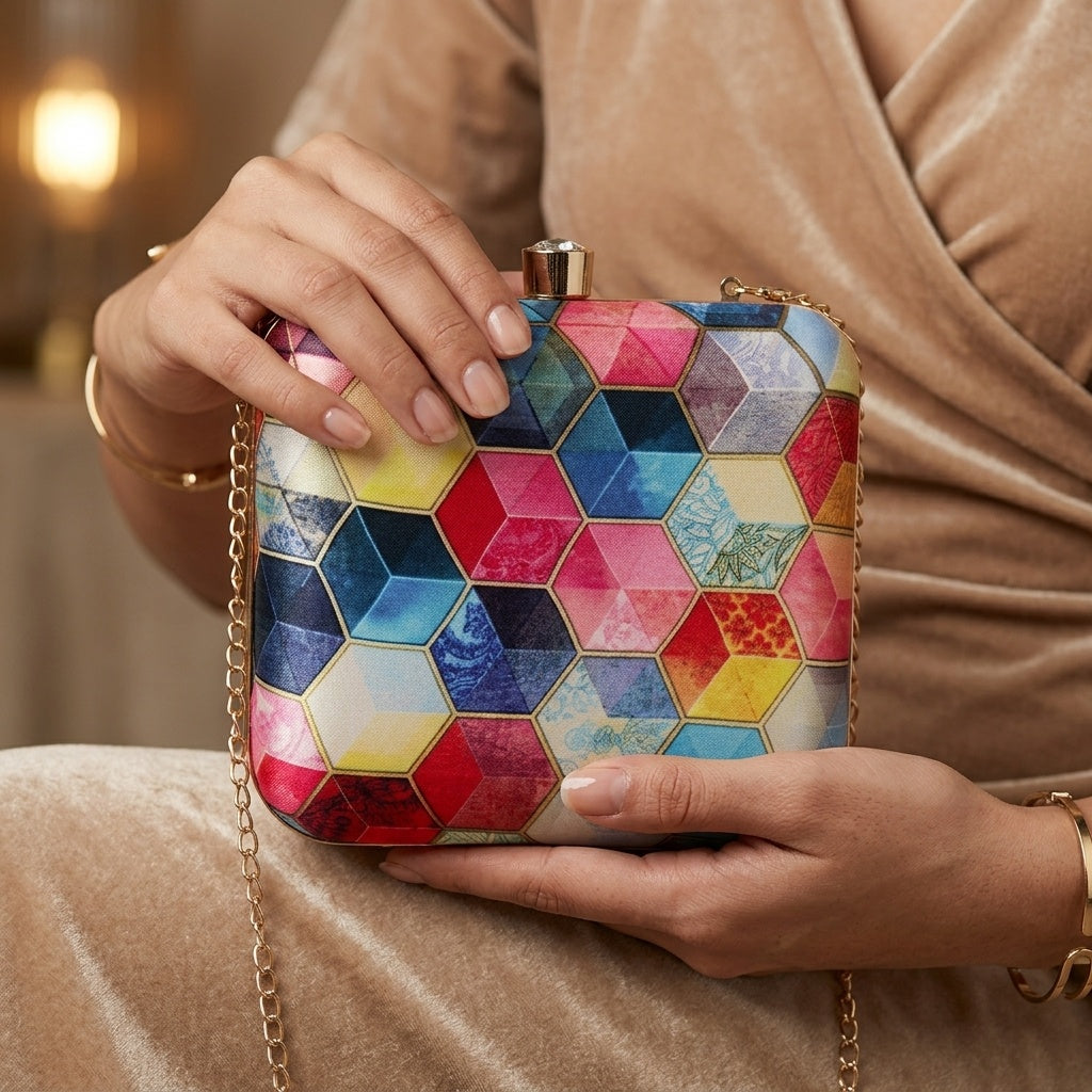 Jaya — Satin Printed Clutch