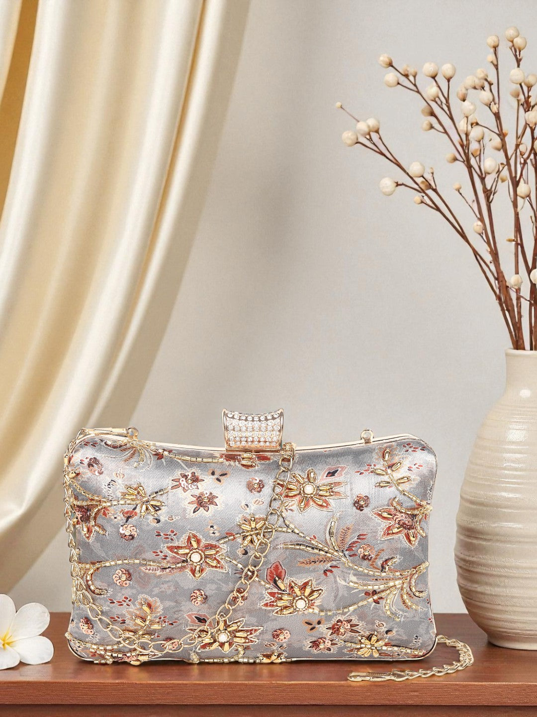 VRPS Printed Embroidered Clutch | Handcrafted Ethnic Bag | SWIS-404