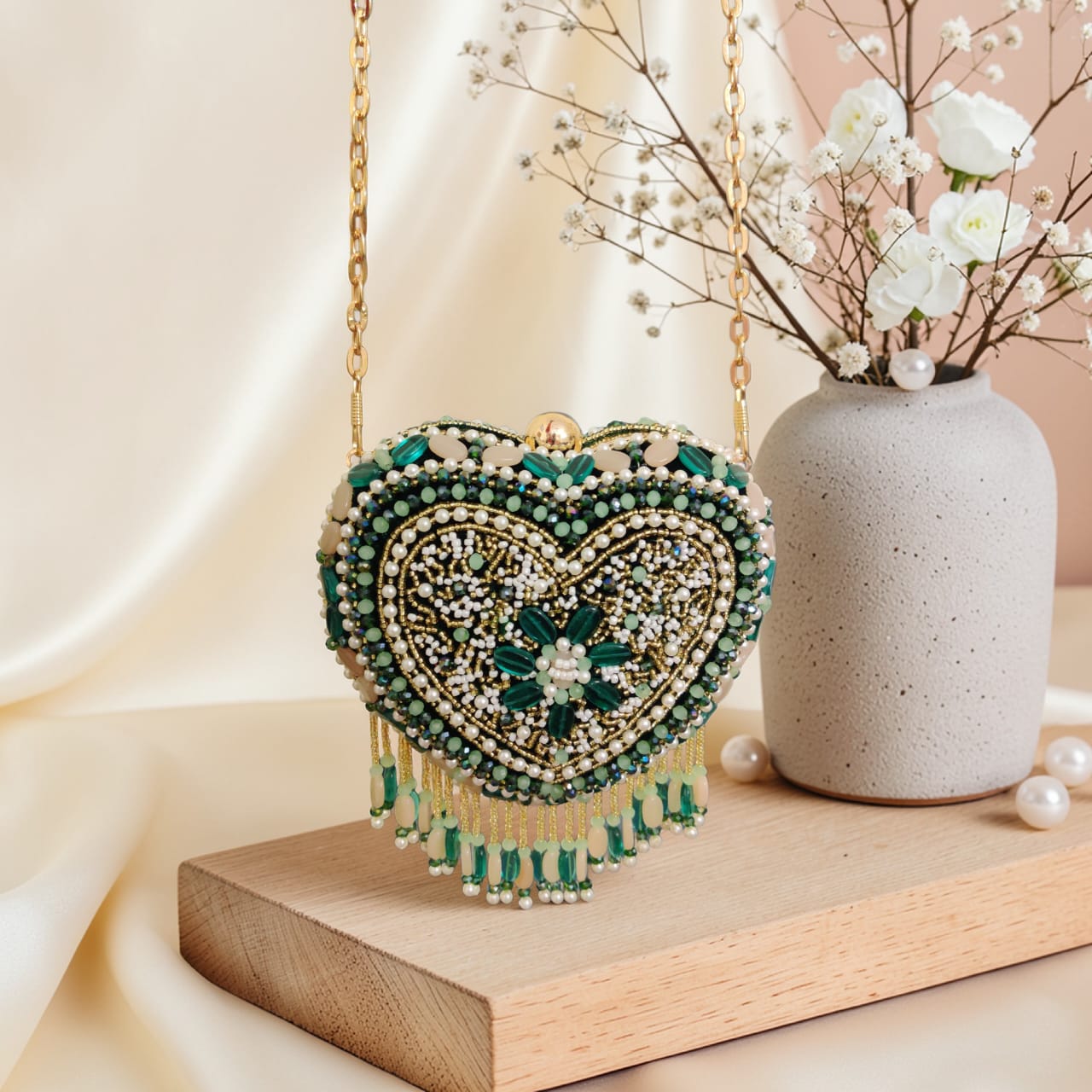 VRPS Heart Shape Clutch | Handcrafted Ethnic Bag | SWIS-4092