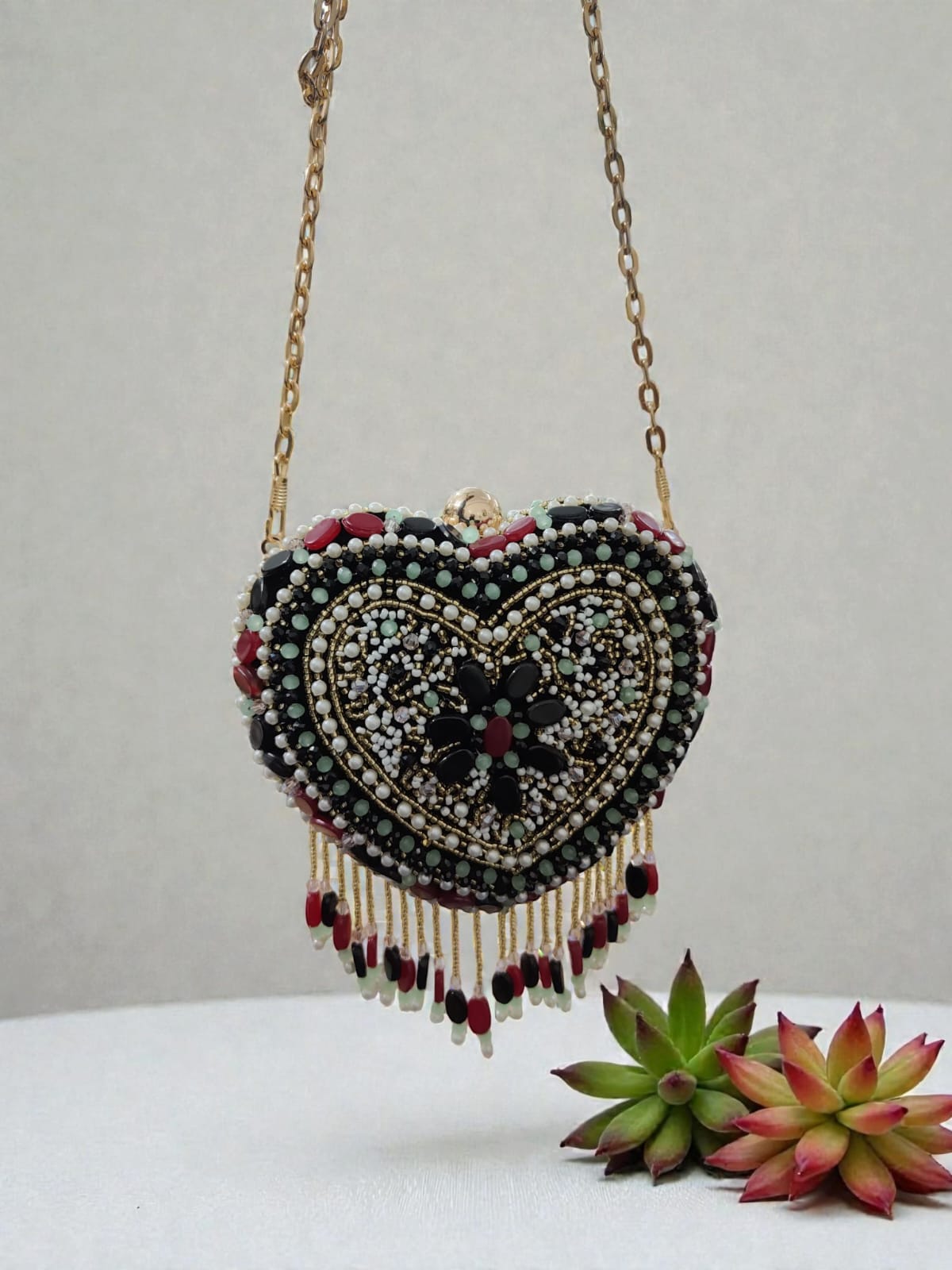 VRPS Heart Shape Clutch | Handcrafted Ethnic Bag | SWIS-4093
