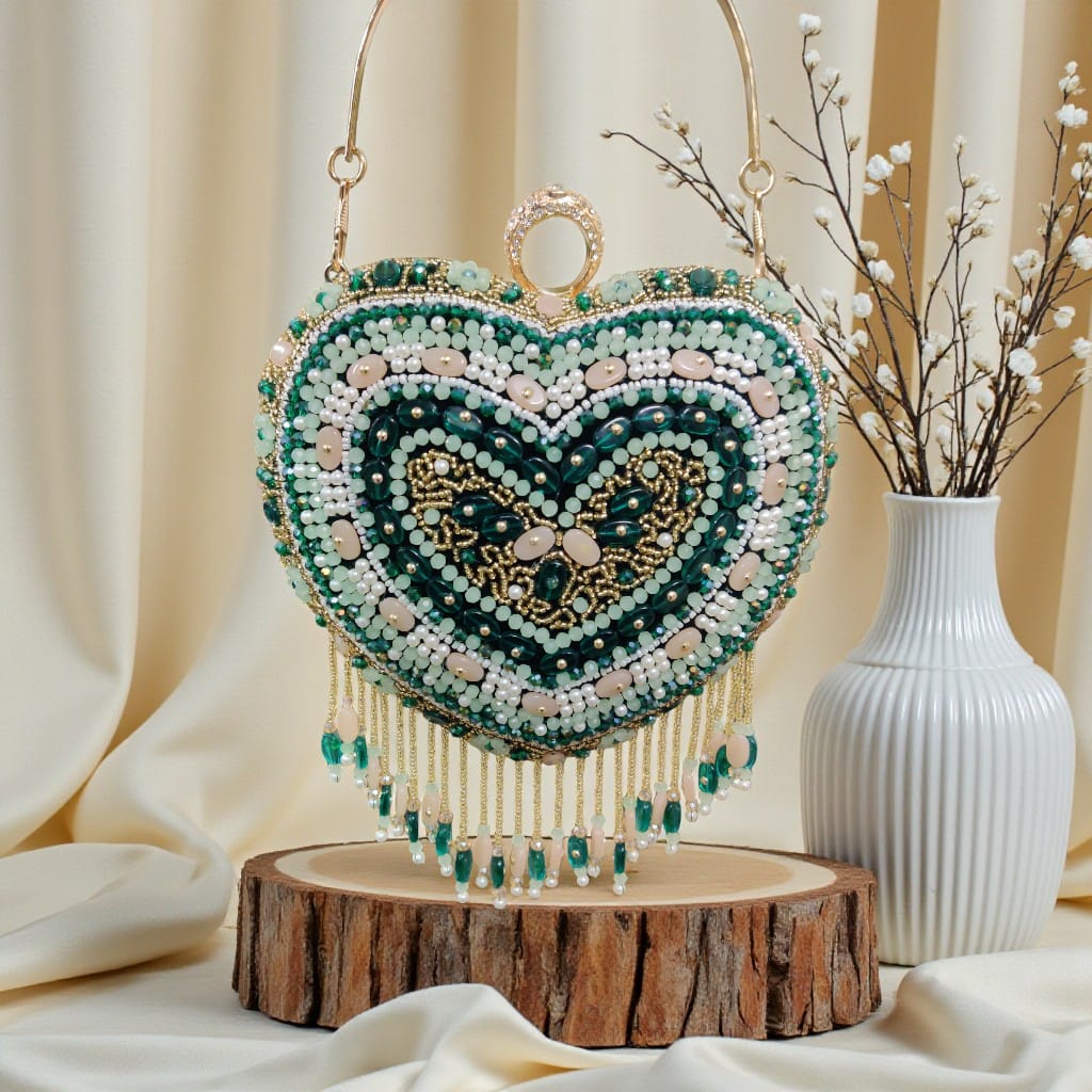 VRPS Heart Shape Clutch | Handcrafted Ethnic Bag | SWIS-4132