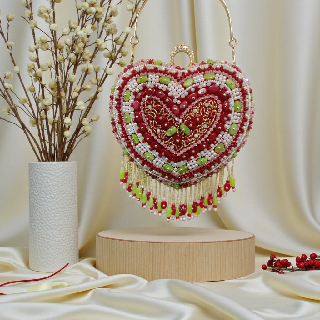 VRPS Heart Shape Clutch | Handcrafted Ethnic Bag | SWIS-4133 | Additional Angle