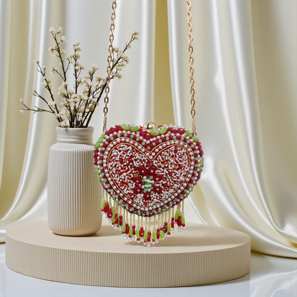 VRPS Heart Shape Clutch | Handcrafted Ethnic Bag | SWIS-4135 | Additional Angle