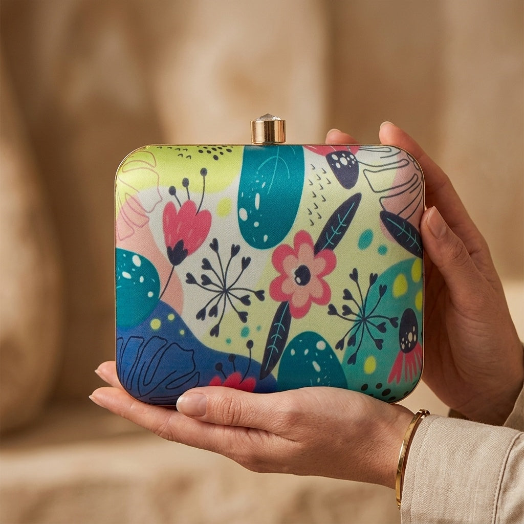 Hadiya — Satin Printed Clutch
