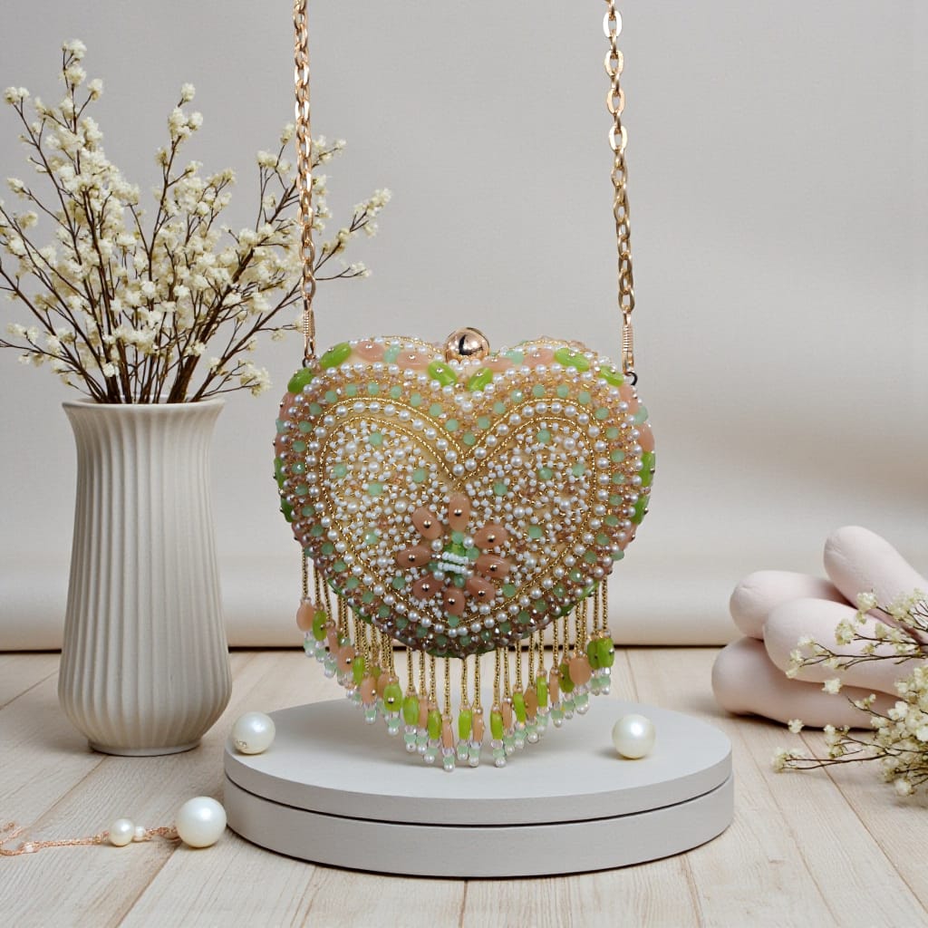 VRPS Heart Shape Clutch | Handcrafted Ethnic Bag | SWIS-4232 | Additional Angle