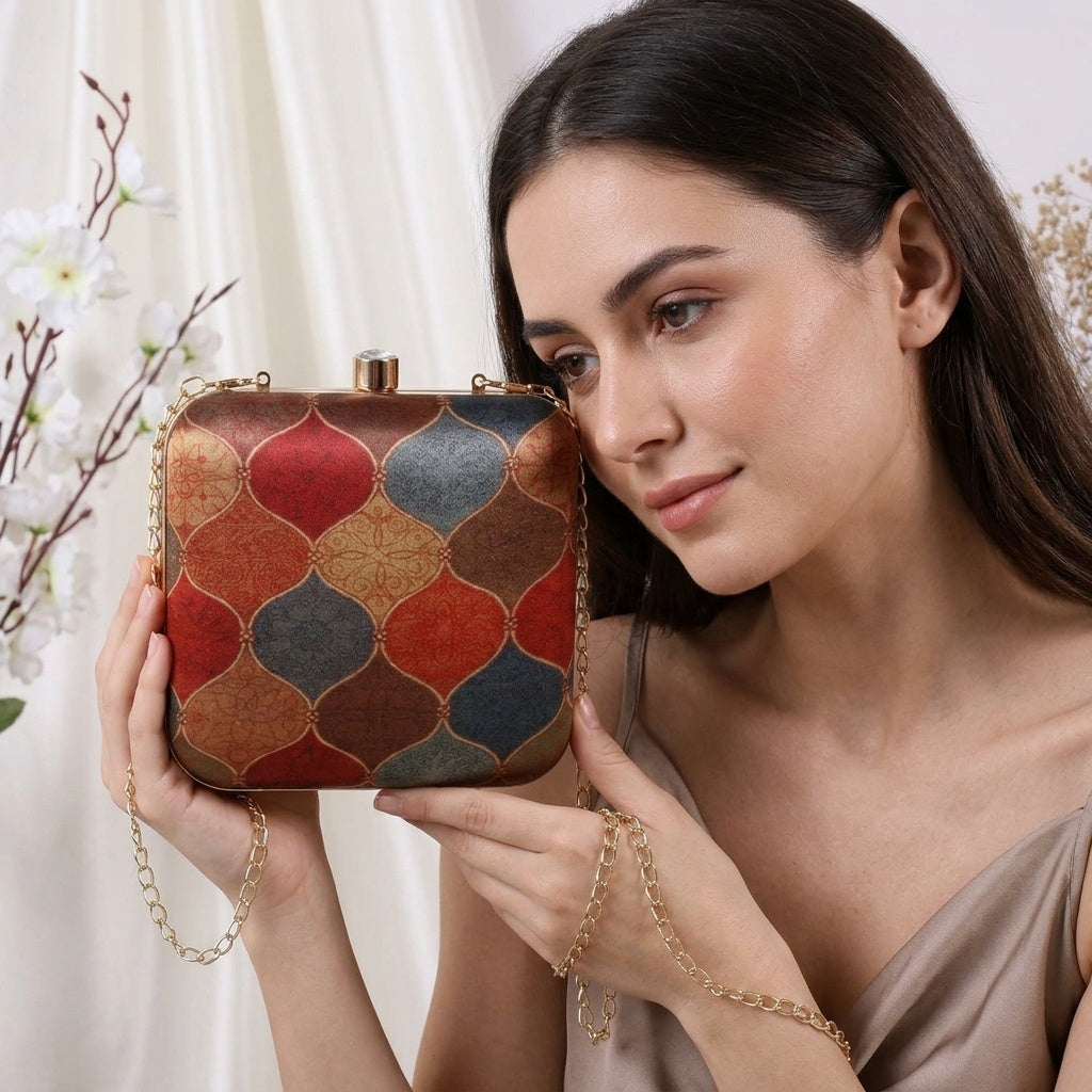 Sadhna — Satin Printed Clutch