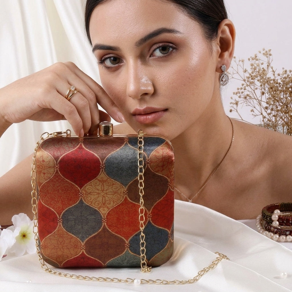 Sadhna — Satin Printed Clutch