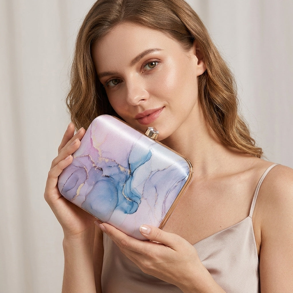 Mrinalini — Satin Printed Clutch
