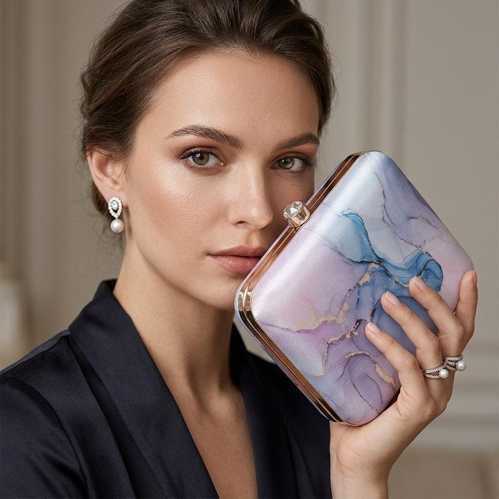 Mrinalini — Satin Printed Clutch