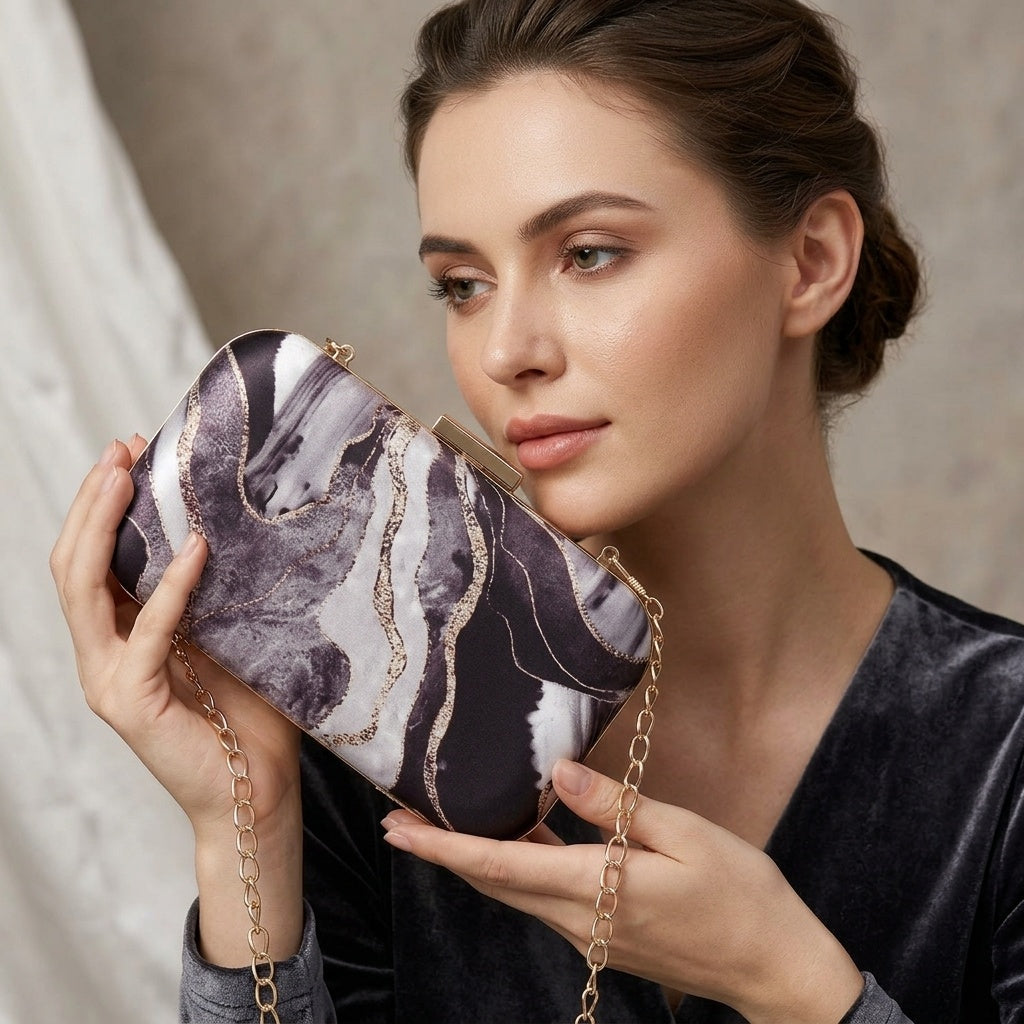 Vidya — Satin Printed Clutch