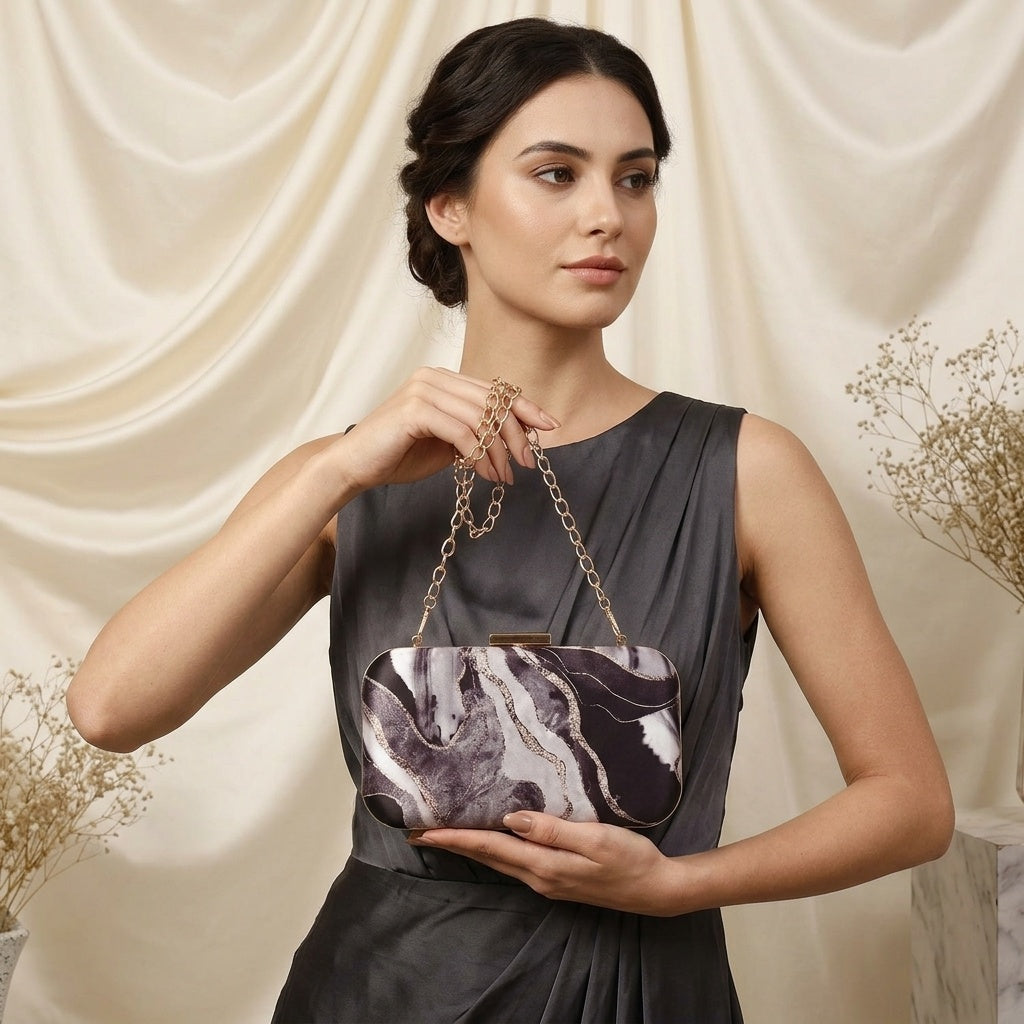 Vidya — Satin Printed Clutch