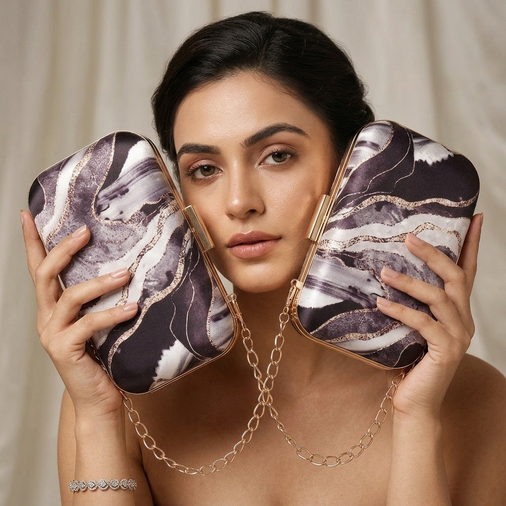 Vidya — Satin Printed Clutch