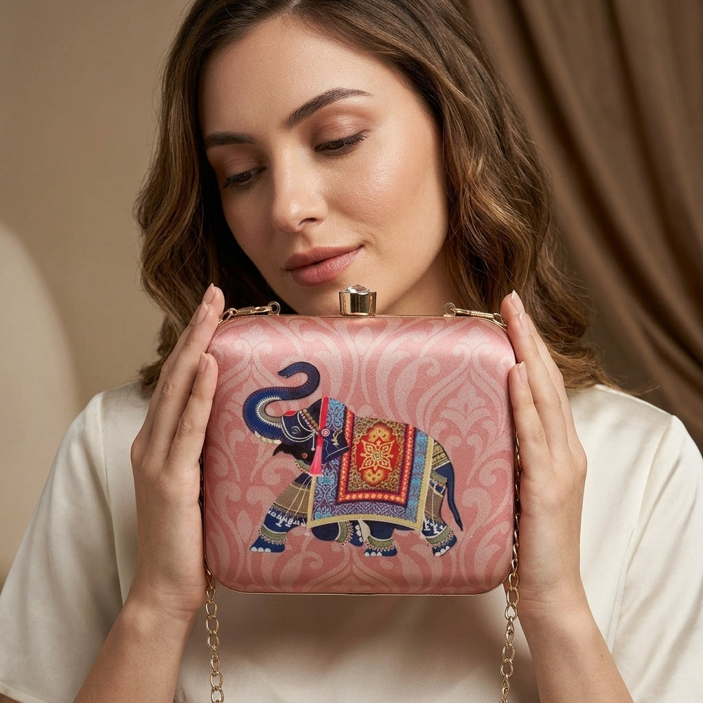 Rukmini — Satin Printed Clutch