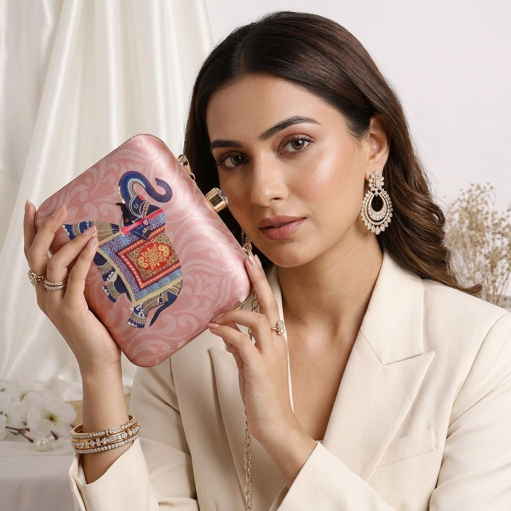 Rukmini — Satin Printed Clutch