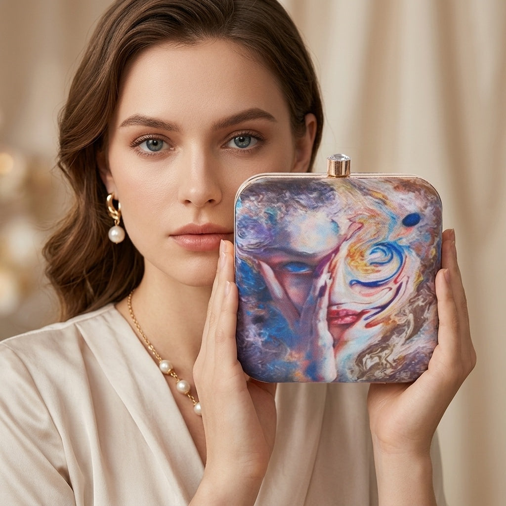 Vishakha — Satin Printed Clutch