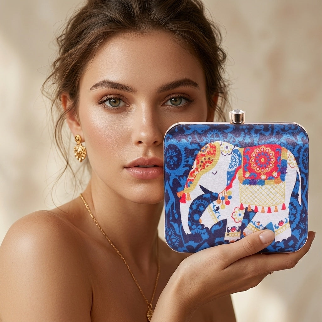 Samaira — Satin Printed Clutch