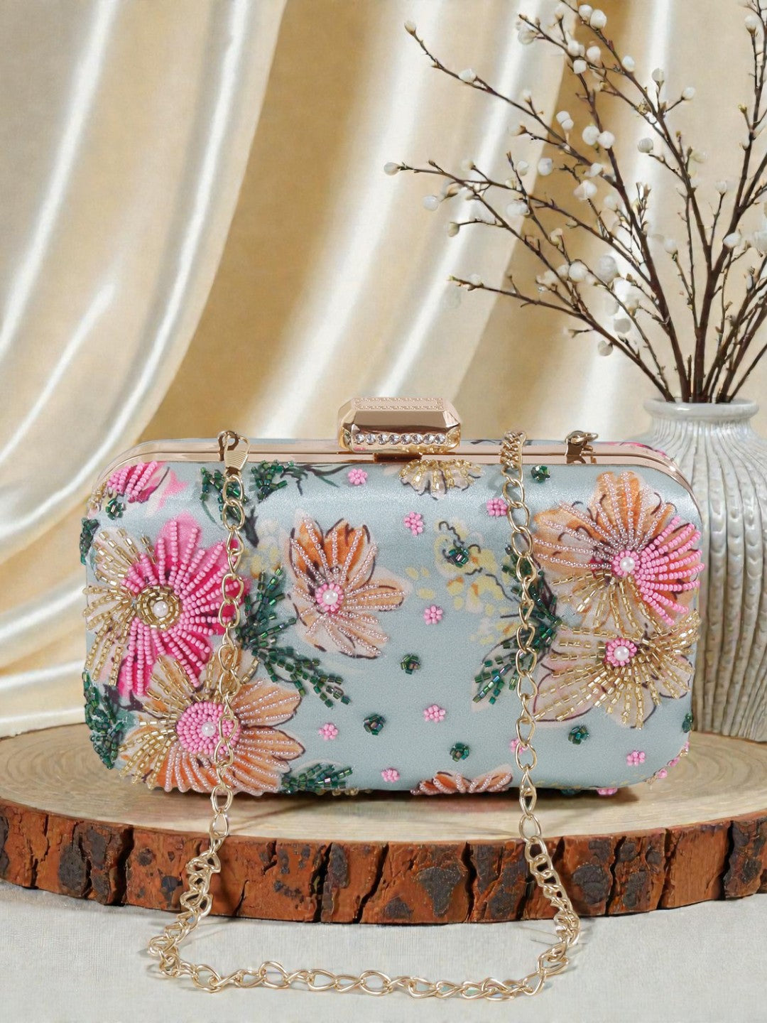 VRPS Printed Embroidered Clutch | Handcrafted Ethnic Bag | SWIS-448