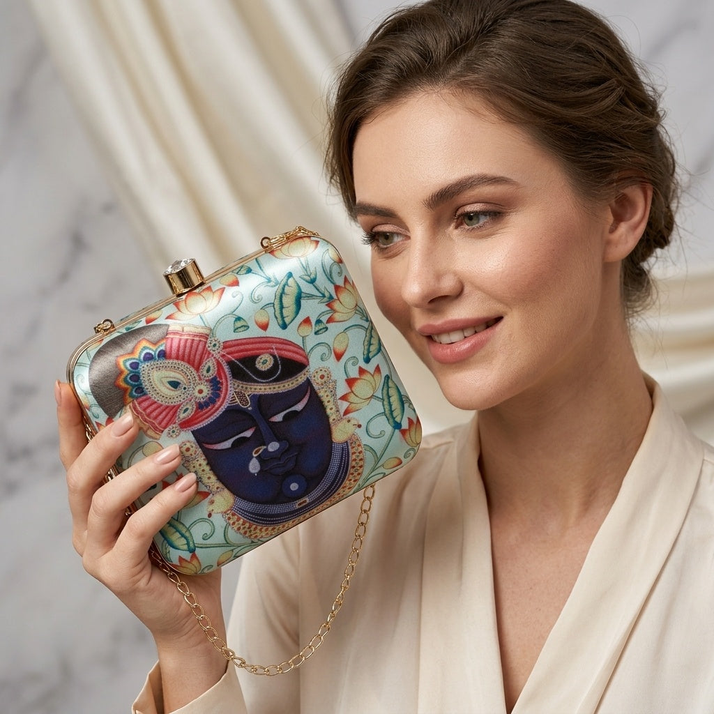 Rambha — Satin Printed Clutch