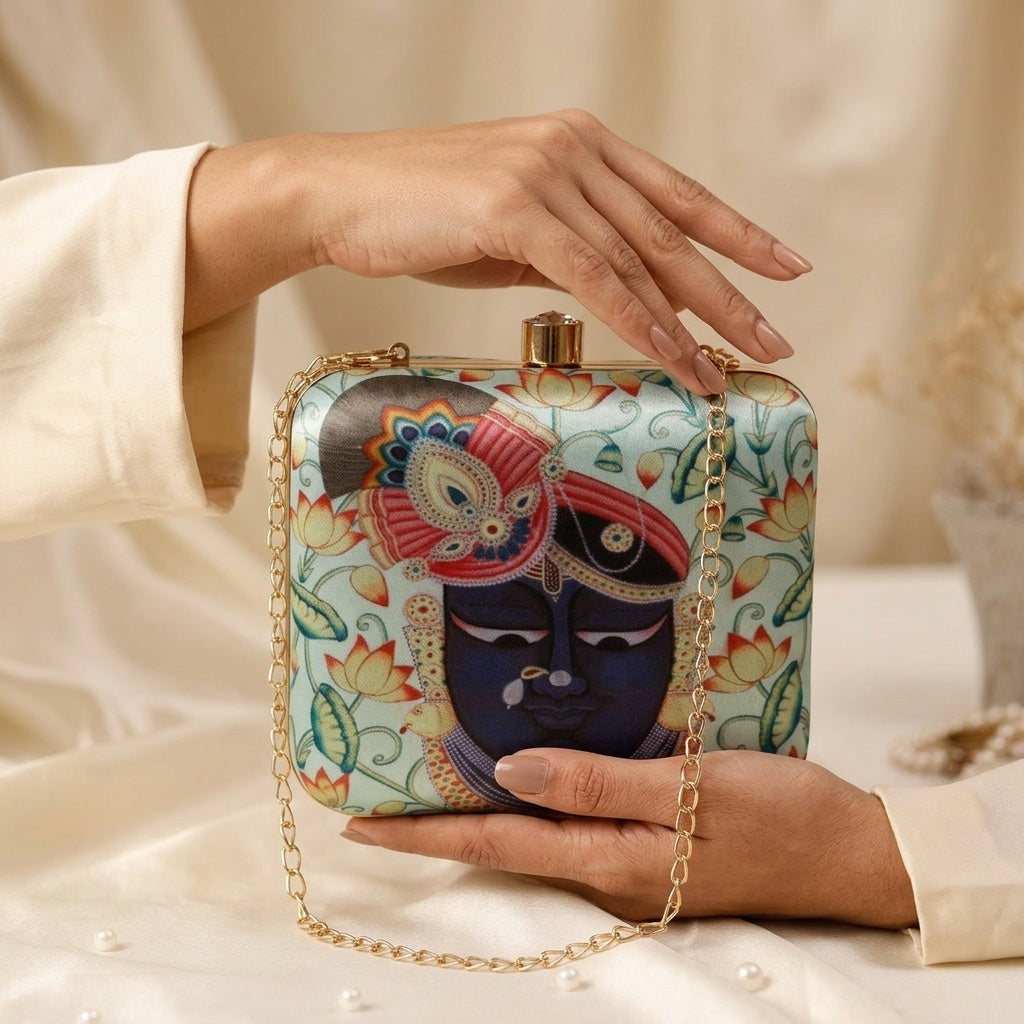 Rambha — Satin Printed Clutch