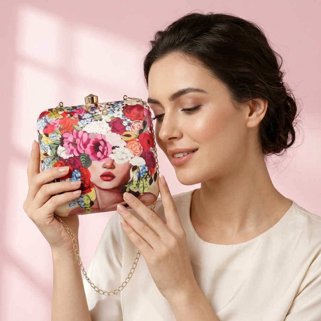 Neelam — Satin Printed Clutch