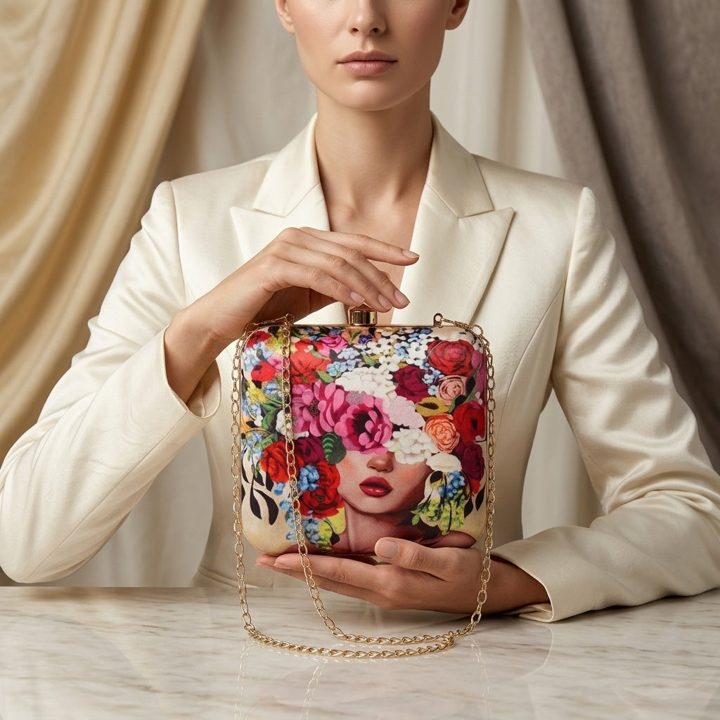 Neelam — Satin Printed Clutch