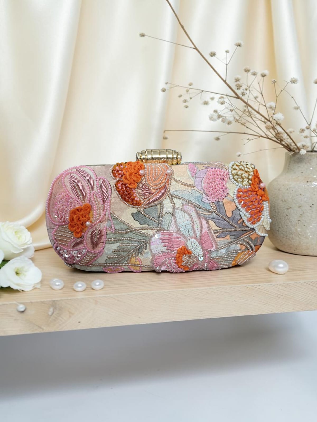 VRPS Printed Embroidered Clutch | Handcrafted Ethnic Bag | SWIS-4532 | Additional Angle