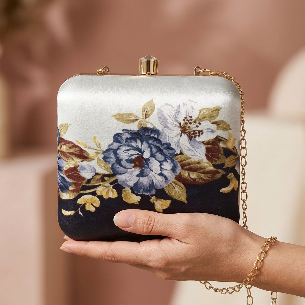 Akanksha — Satin Printed Clutch
