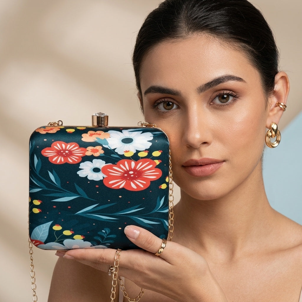 Swara — Satin Printed Clutch