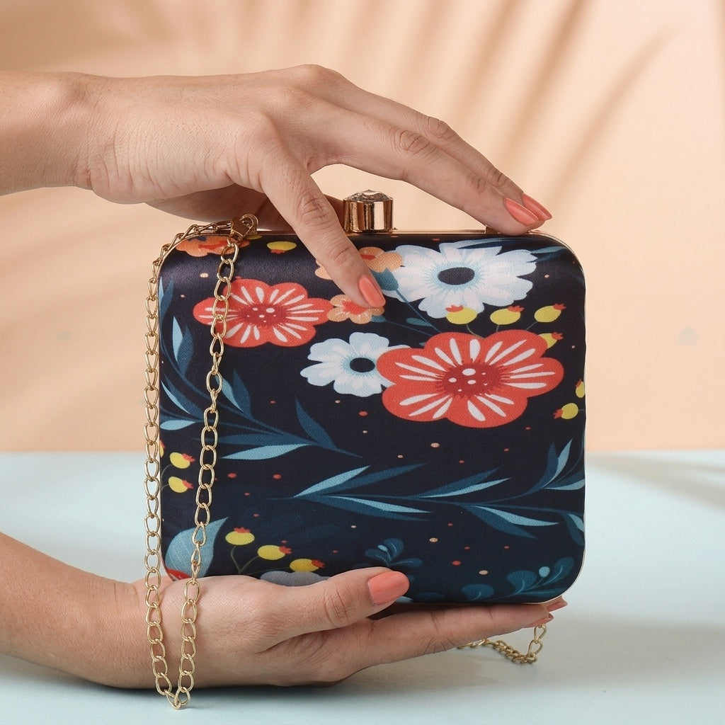 Swara — Satin Printed Clutch