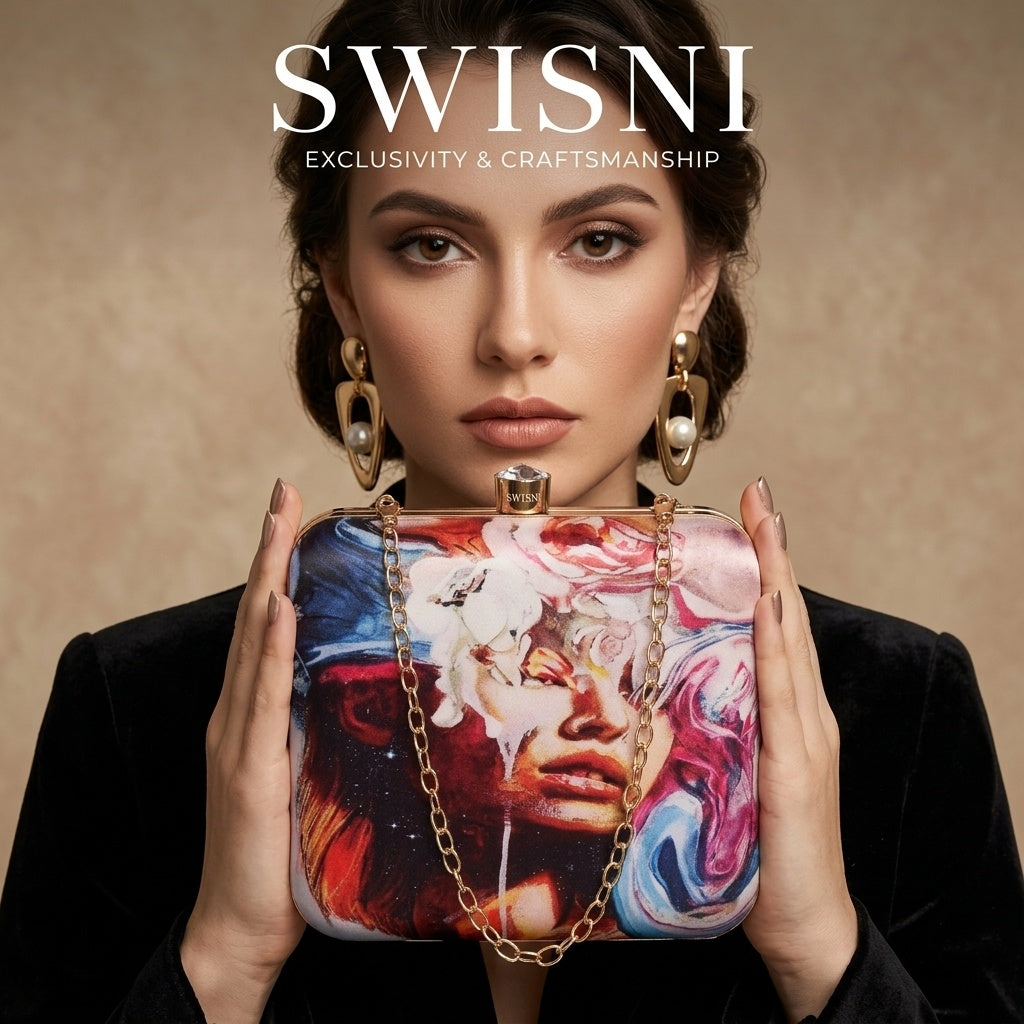 Narmada — Satin Printed Clutch