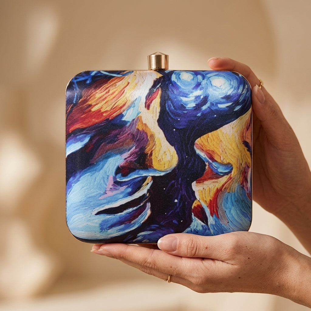 Benazir — Satin Printed Clutch