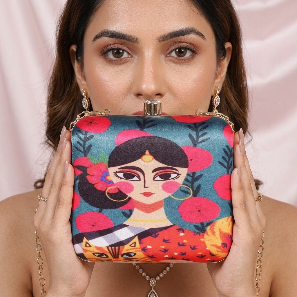 Rasika — Satin Printed Clutch