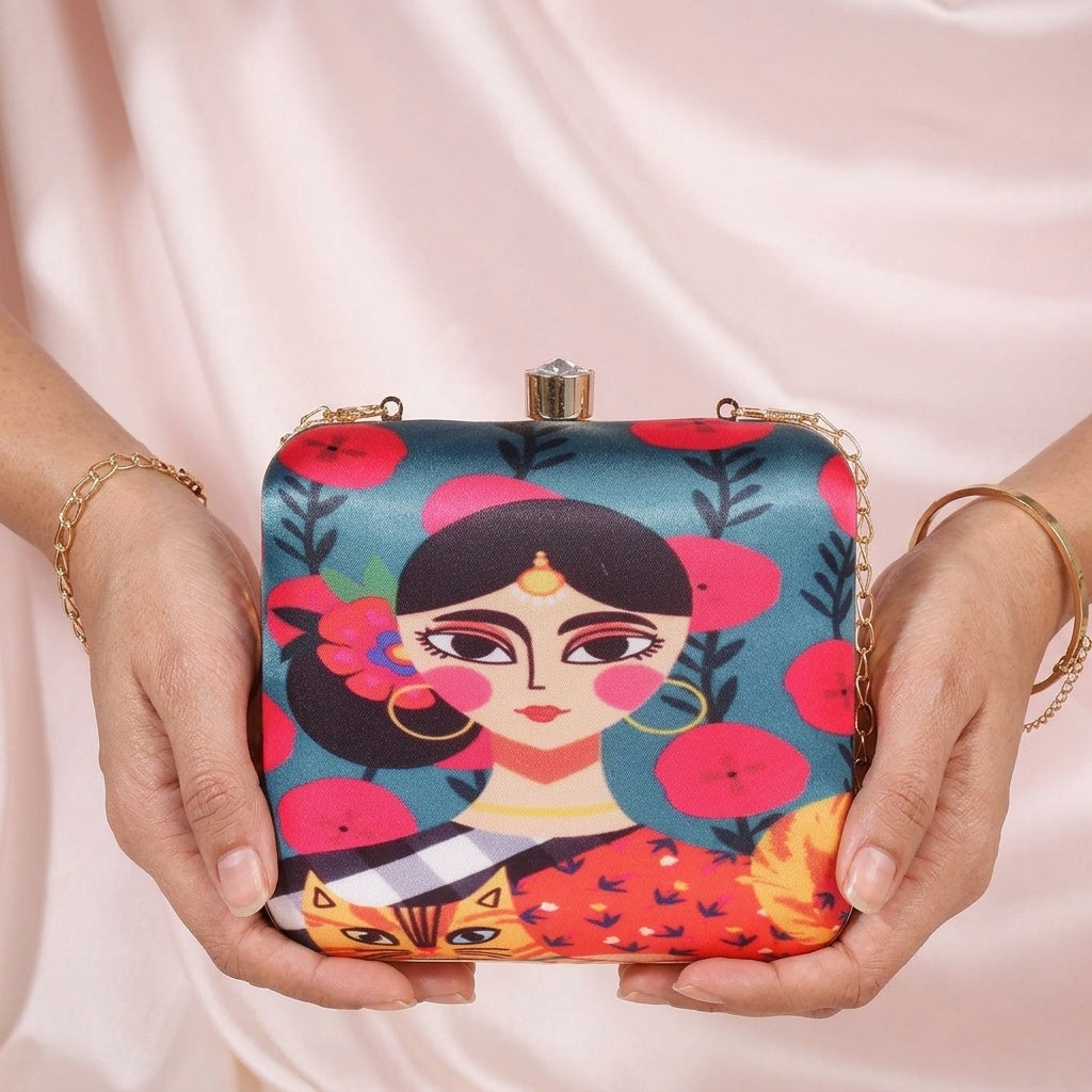 Rasika — Satin Printed Clutch