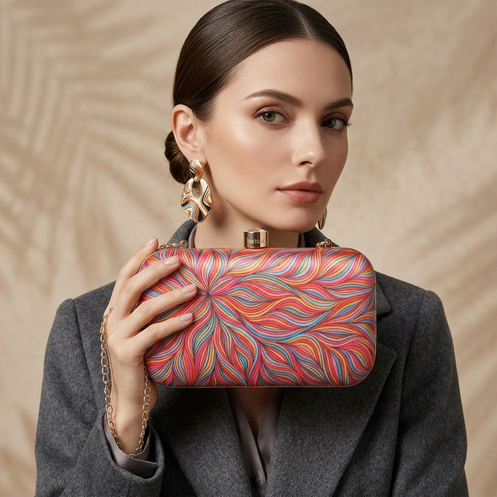 Almas — Satin Printed Clutch