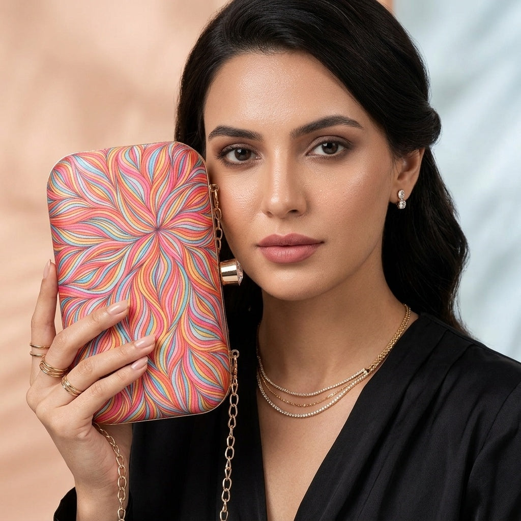 Almas — Satin Printed Clutch