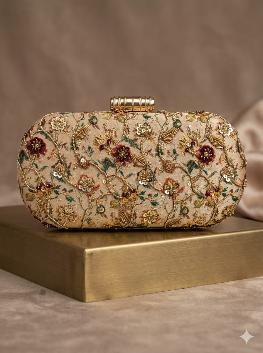 VRPS Printed Embroidered Clutch | Handcrafted Ethnic Bag | SWIS-4740